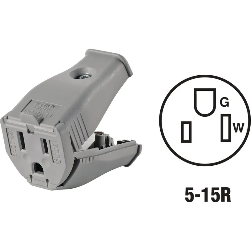 Leviton 001-3W102-0GY 15A 125V 3-Wire 2-Pole Clamp Tight Cord Connector