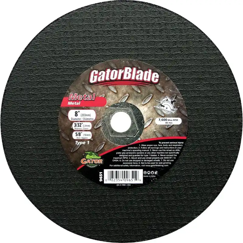 Gator 9651 Gator Blade Type 1 8 In. x 3/32 In. x 5/8 In. Metal Cut-Off Wheel