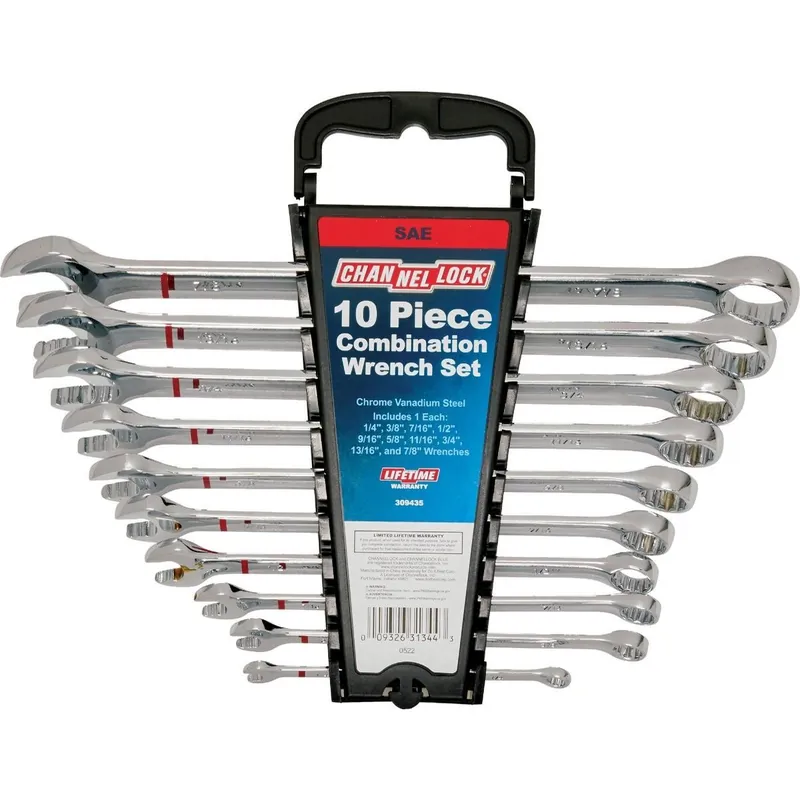 Channellock 309435 Standard 12-Point Combination Wrench Set (10-Piece)