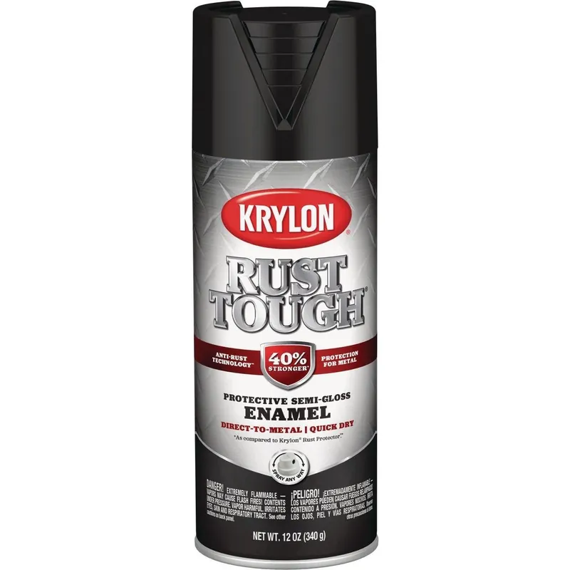 Krylon K09267008 Rust Tough 12 Oz. Semi-Gloss Alkyd Enamel Spray Paint Black