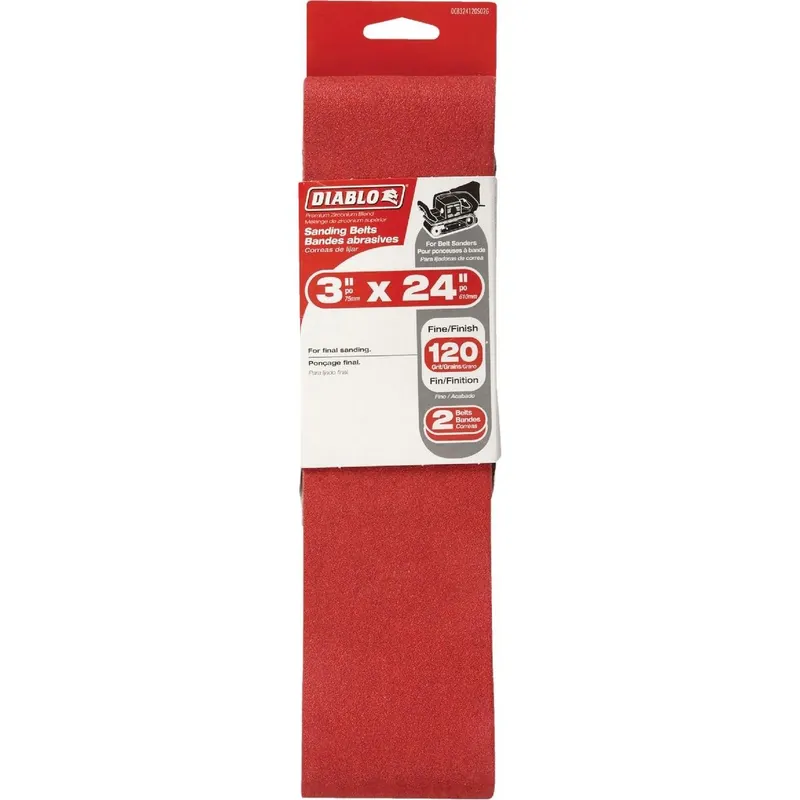 Diablo DCB324120S02G 3 In. x 24 In. 120 Grit General Purpose Sanding Belt (2-Pack)