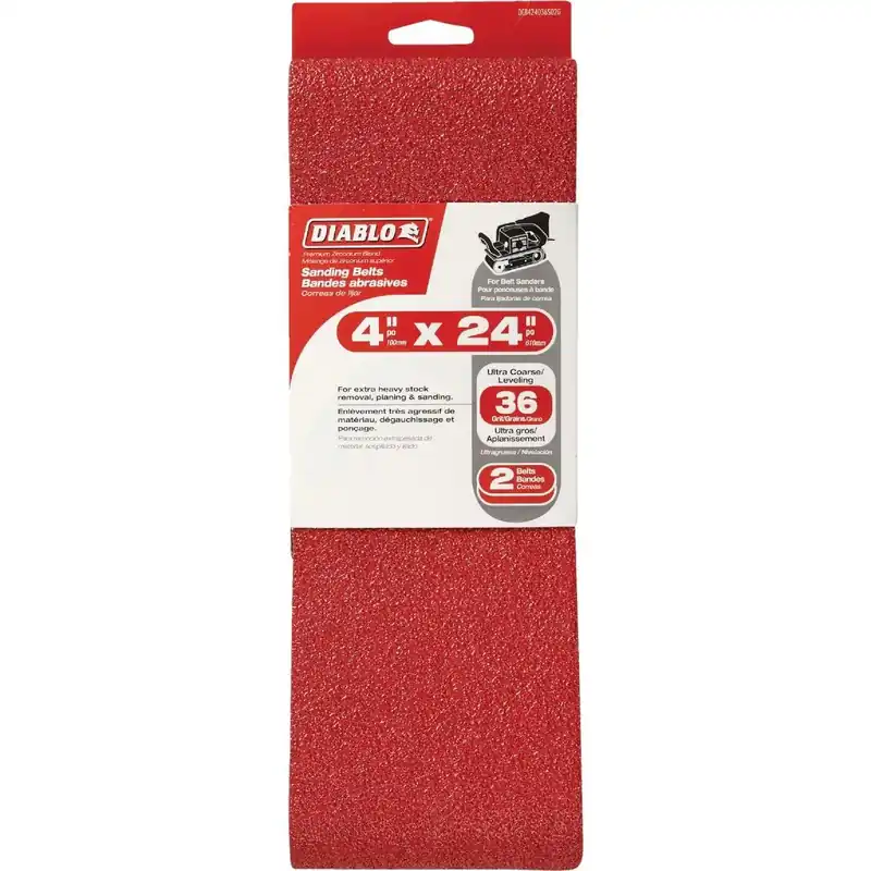 Diablo DCB424036S02G 4 In. x 24 In. 36 Grit General Purpose Sanding Belt (2-Pack)