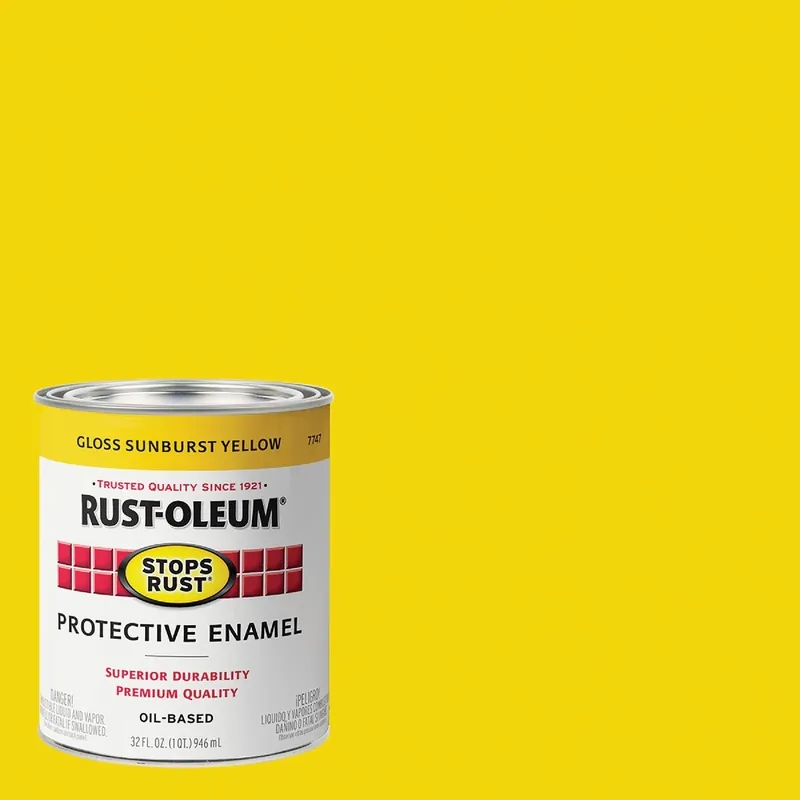 Rust-Oleum 7747502 Stops Rust Oil Based Gloss Protective Rust Control Enamel Sunburst Yellow 1 Qt.