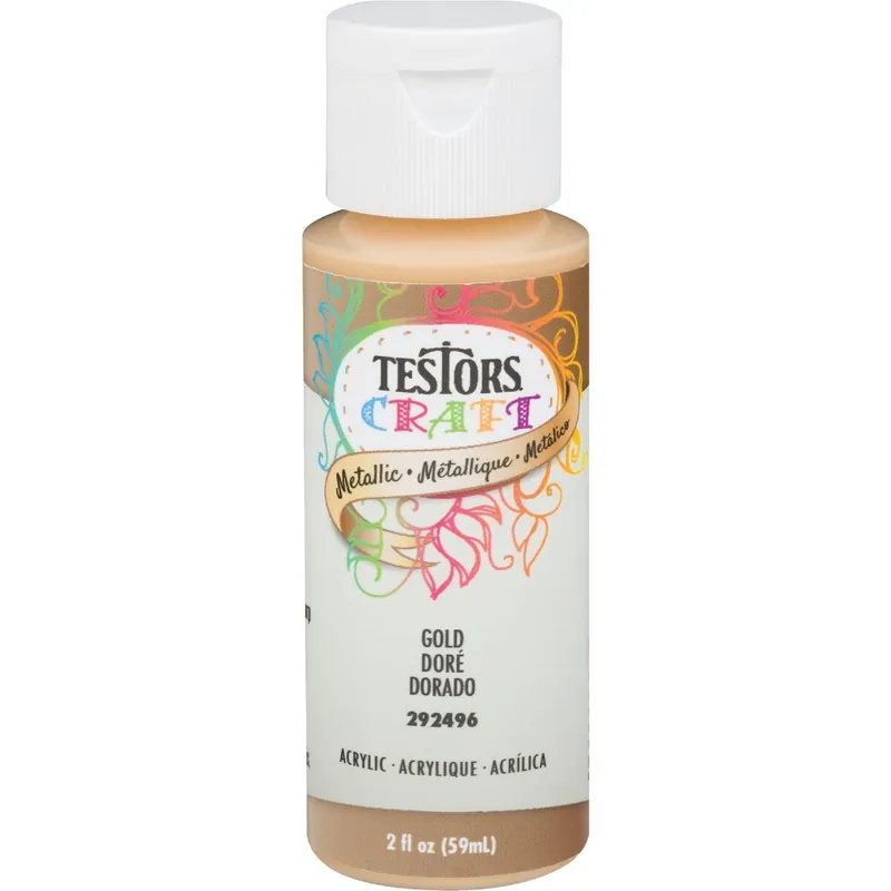 Testors 292496A Acrylic Metallic Craft Paint Gold
