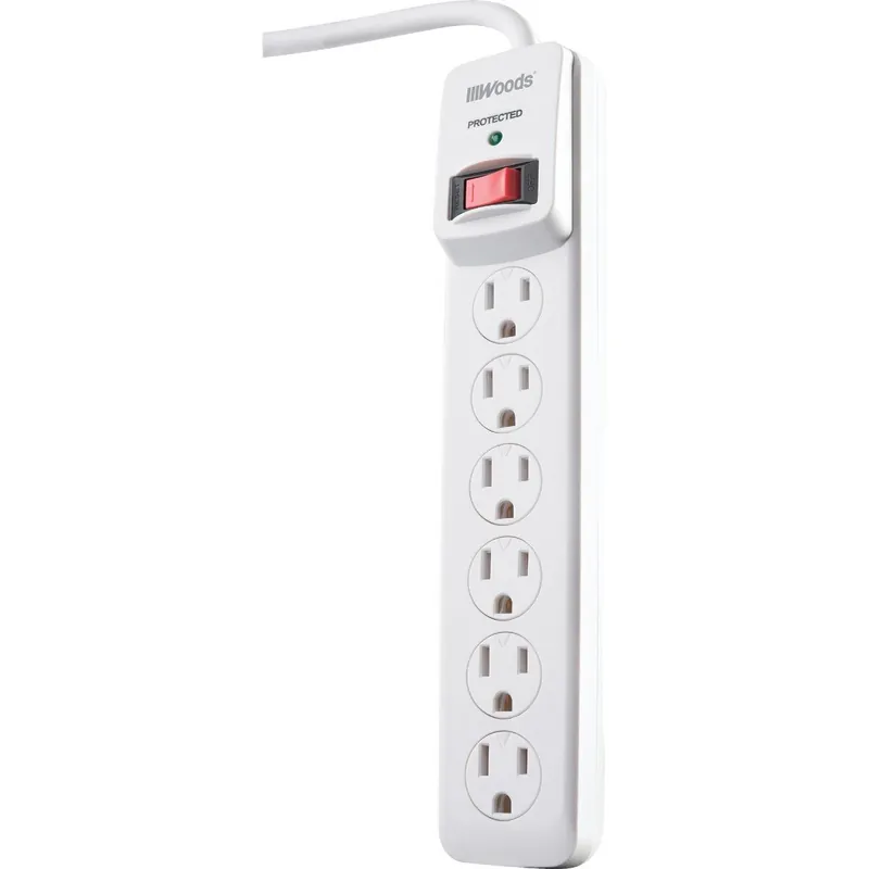 Woods 41497 Surge Protector Strip 900J 6-Outlet with 3 Ft. Cord