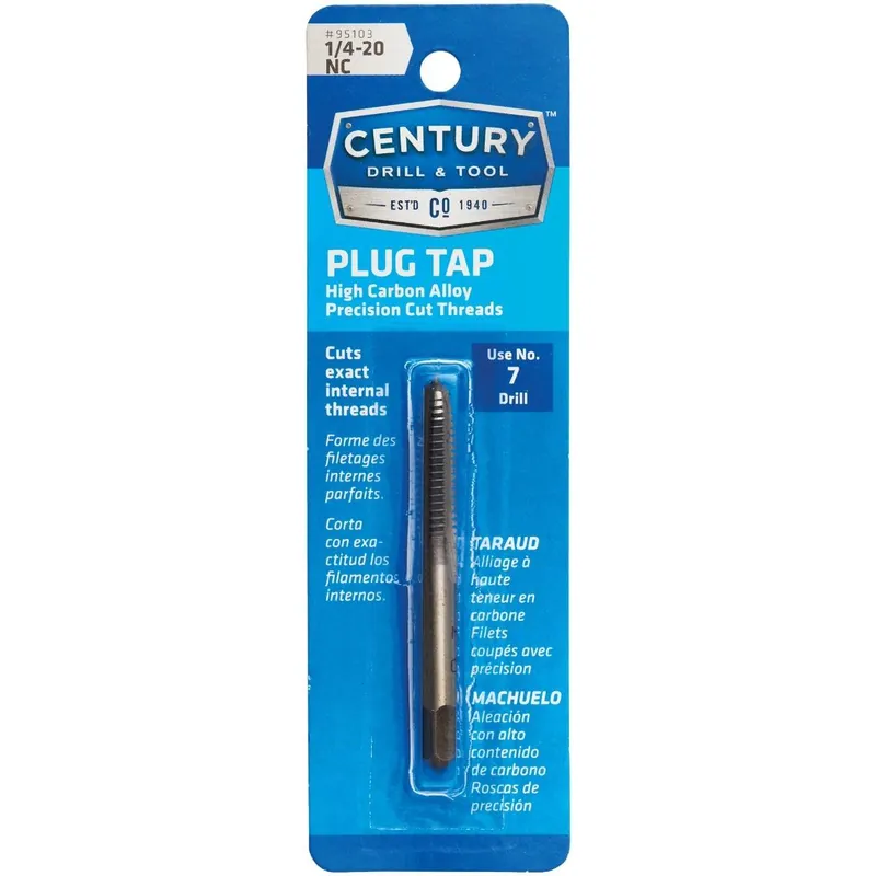 Century Drill Tool 95103 1/4-20 Carbon Steel National Course Tap-Plug