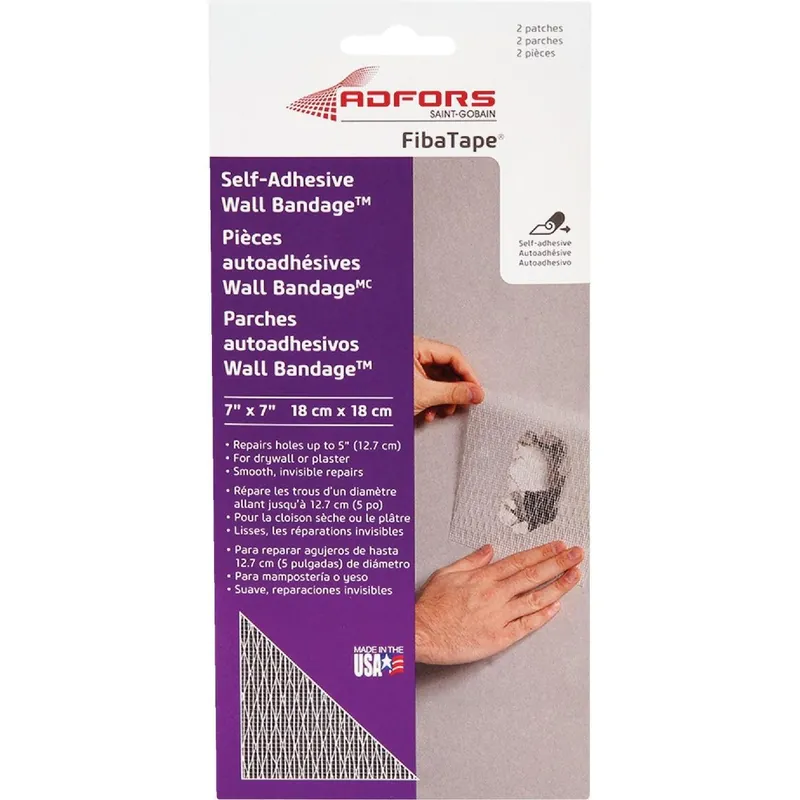 FibaTape FDW6570-U Wall Bandage 7 In. x 7 In. Self-Adhesive Drywall Patch (2-Pack)