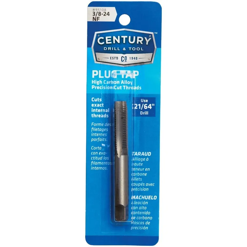 Century Drill Tool 95108 3/8-24 Carbon Steel National Fine Tap-Plug