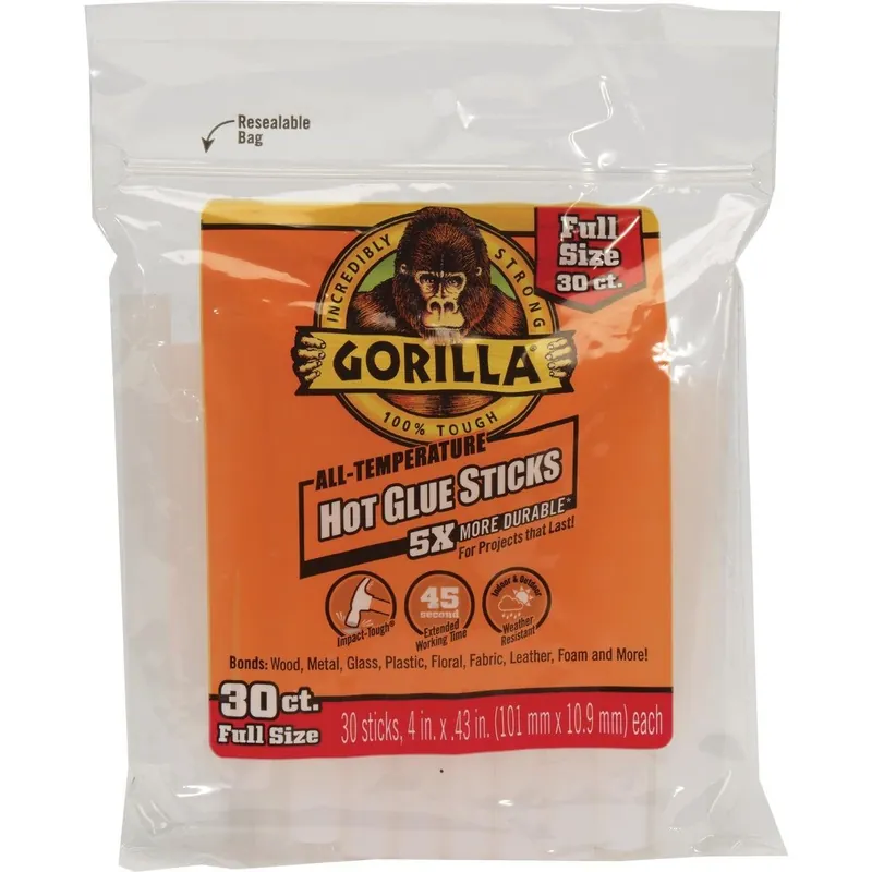 Gorilla Glue 3033002 Gorilla 4 In. Standard Clear Hot Melt Glue (30-Pack) Replacement MPN