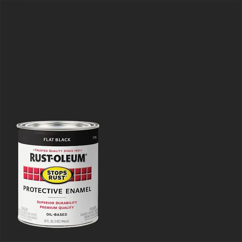 Rust-Oleum 7776502 Stops Rust Oil Based Flat Protective Rust Control Enamel Black 1 Qt.