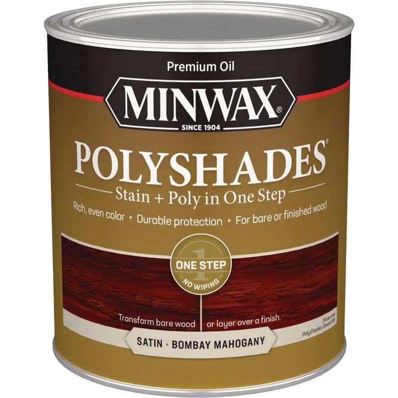 Minwax 61380444 Polyshades 1 Qt Satin Stain & Finish Polyurethane In 1-Step Bombay Mahogany