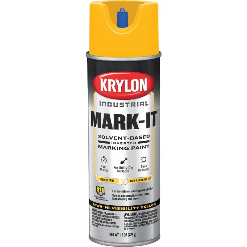 Krylon 730508 Mark-It Industrial SB APWA Hi Visibility Yellow Inverted Marking Paint
