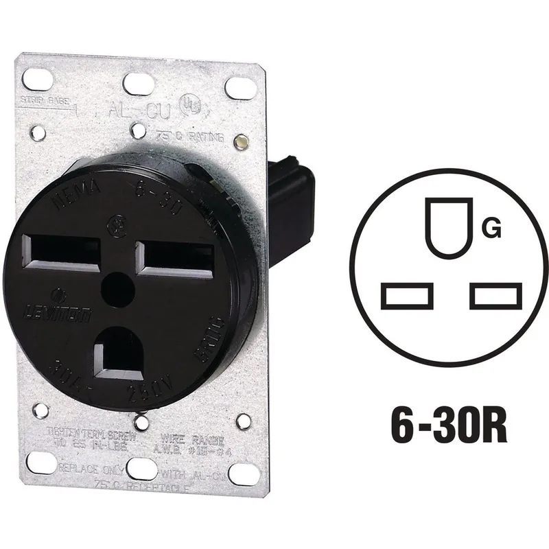 Leviton R10-05372-S00 30A Flush Mount Black 6-30R Power Outlet