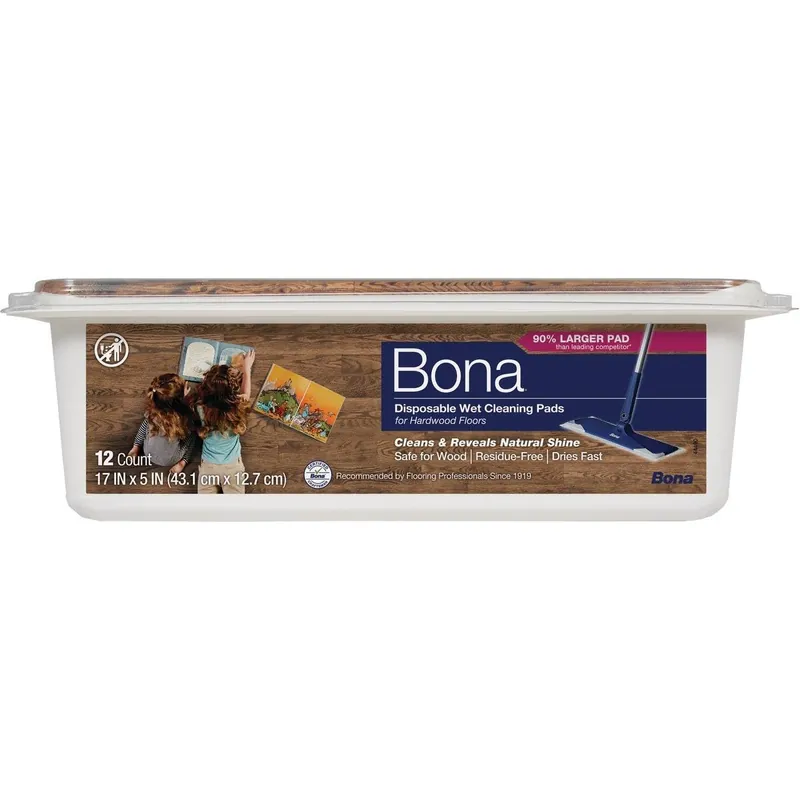 Bona AX0003506 Wet Hardwood Floor Cleaning Pads 5 In. W. x 17 In. L. 12-Pack