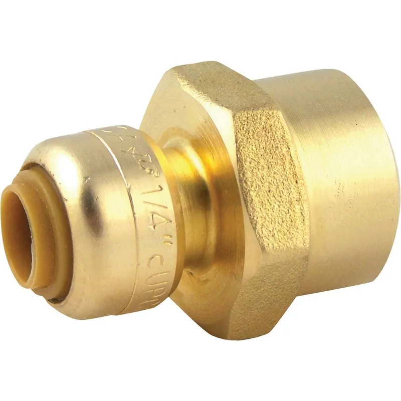 SharkBite U066LFA 1/4 In. (3/8 In. OD) x 1/2 In. FNPT Reducing Brass Push-to-Connect Female Adapter