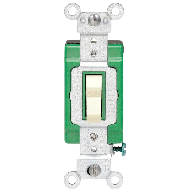 Leviton 15130322I Toggle Ivory 30A Grounded Quiet Double Pole Switch