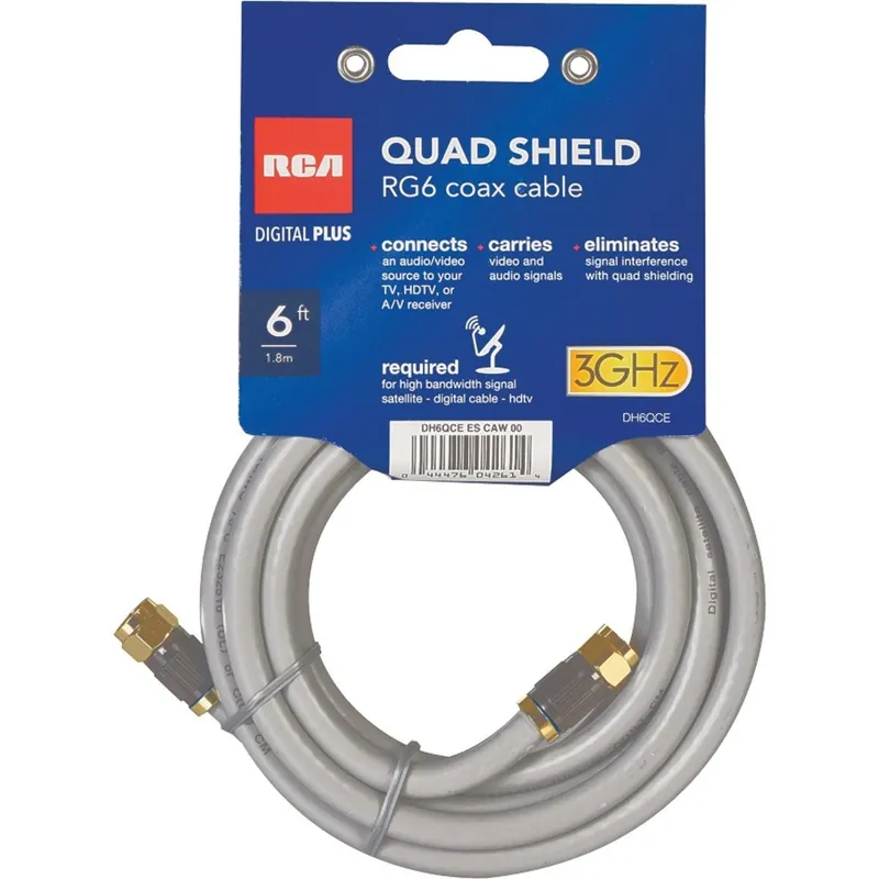 RCA DH6QCE Digital Plus Quad RG6 Coaxial Cable 6 Ft.
