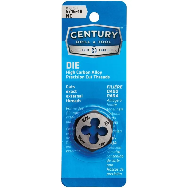 Century Drill Tool 96203 5/16-18 National Coarse 1 In. Across Flats Fractional Hexagon Die