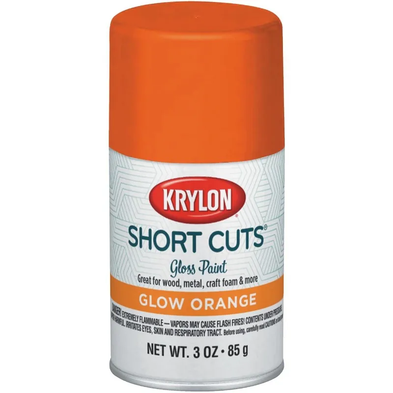 Krylon SCS-050 Short Cuts 3 Oz. High-Gloss Enamel Spray Paint Glow Orange