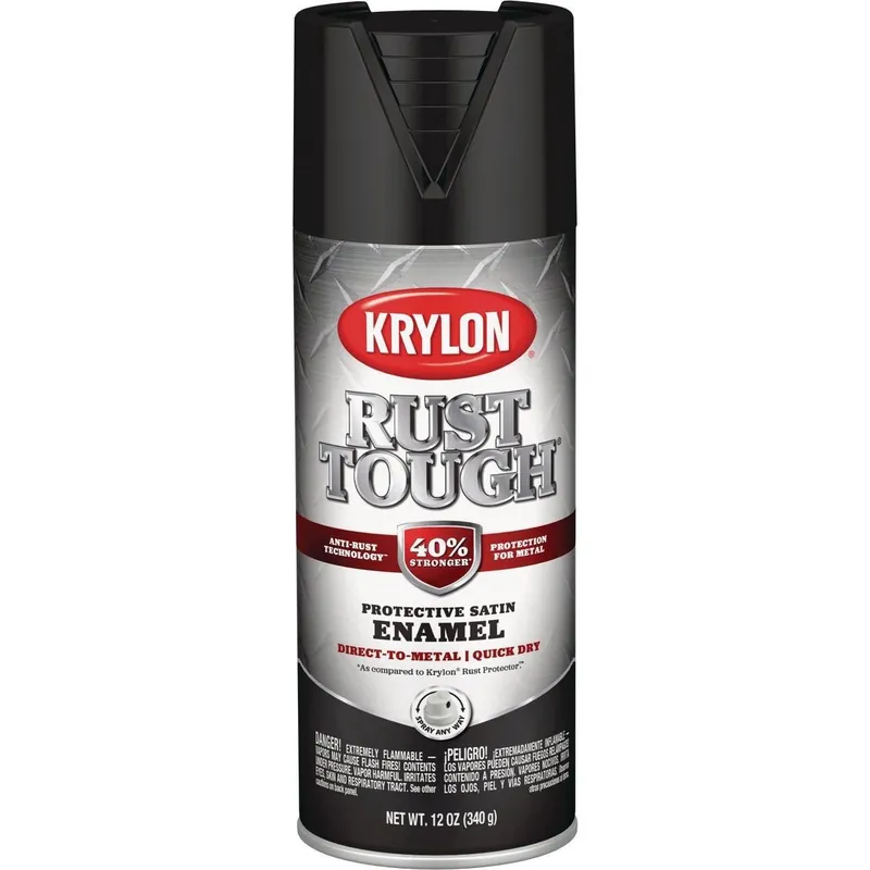 Krylon K09269008 Rust Tough 12 Oz. Satin Alkyd Enamel Spray Paint Black
