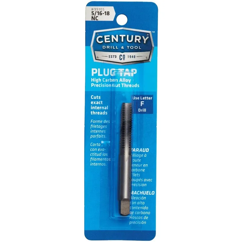 Century Drill Tool 95105 5/16-18 Carbon Steel National Coarse Tap-Plug