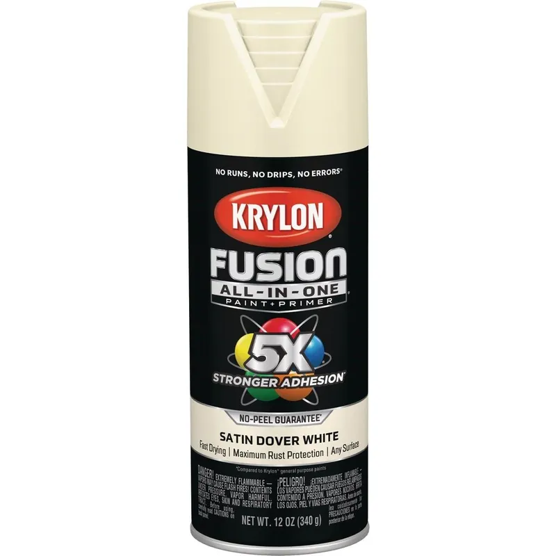 Krylon K02737007 Fusion All-In-One Satin Spray Paint & Primer Dover White