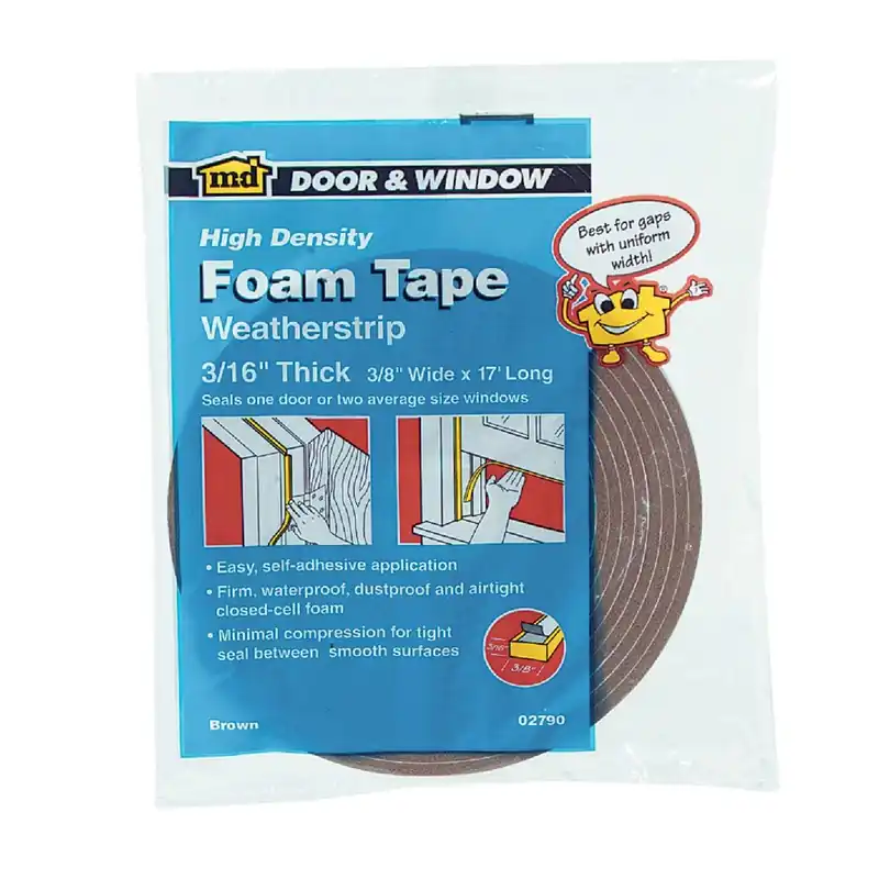 M-D 02790 Foam Weatherstrip Tape 3/8 W x 3/16 T x 17 L
