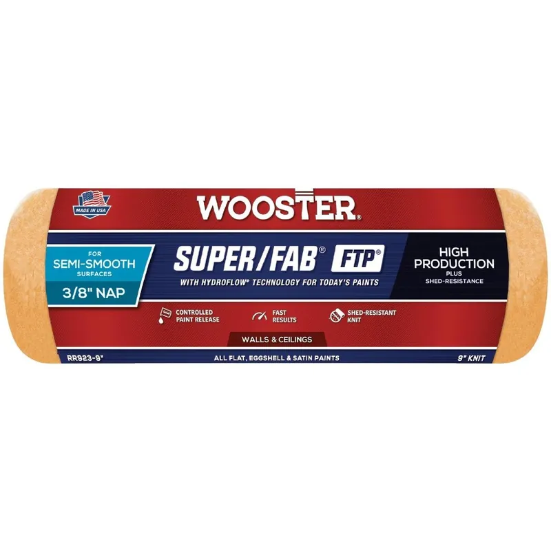 Wooster Brush RR923-9 Super/Fab FTP 9 In. x 3/8 In. Knit Fabric Roller Cover