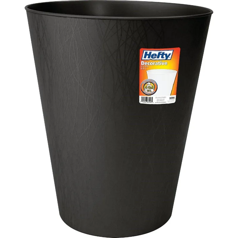 Hefty HFT-672075-4 Hefty 2.3 Gal. Black Wastebasket