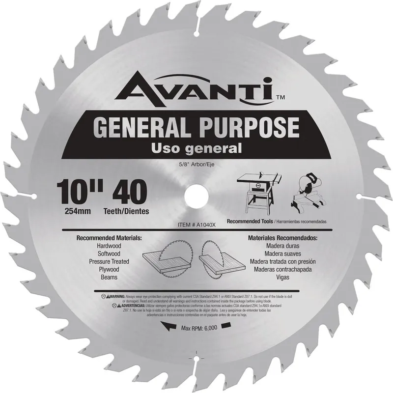 Avanti A1040X 10 In. 40-Tooth General Purpose Circular Saw Blade
