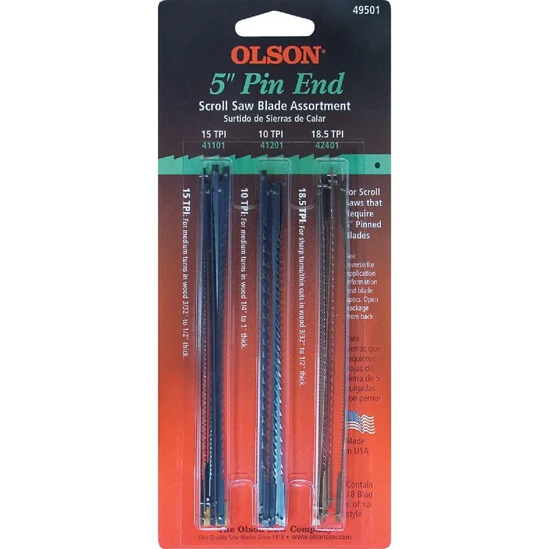 Olson Saw FR49501 Pin End Scroll Saw Blade Assortment (18 Piece)