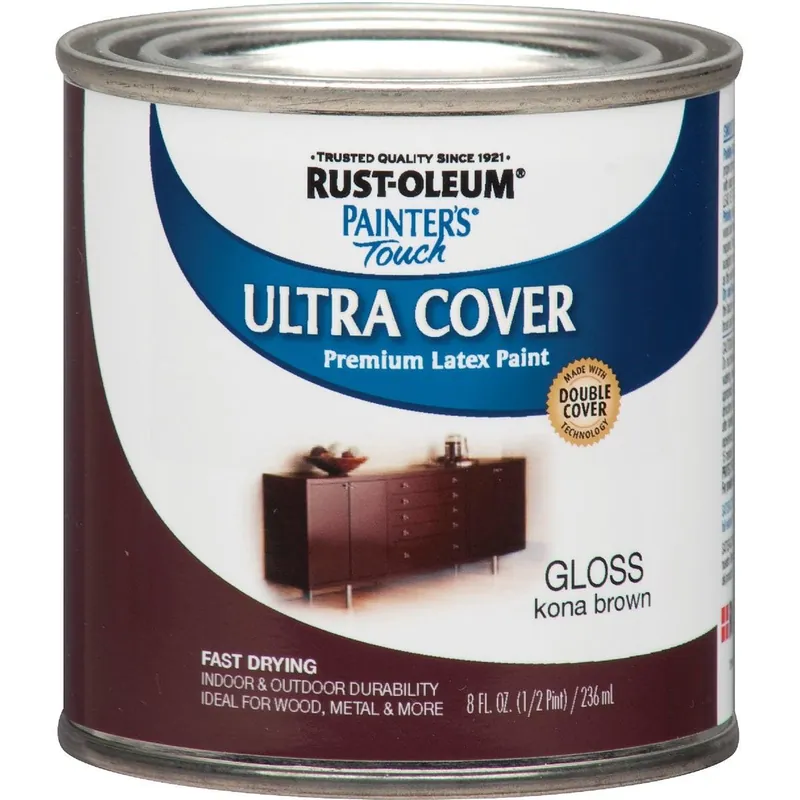 Rust-Oleum 1977730 Painter's Touch 2X Ultra Cover Premium Latex Paint Kona Brown 1/2 Pt.