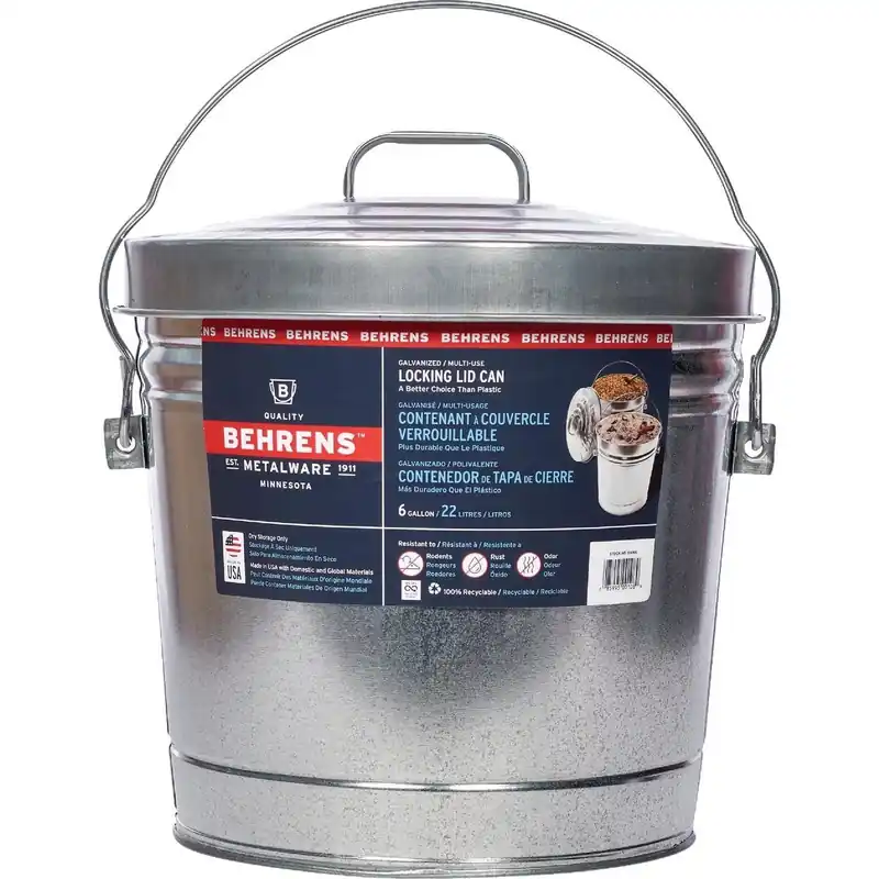 Behrens 6106 Locking Lid Trash Can 6 Gal