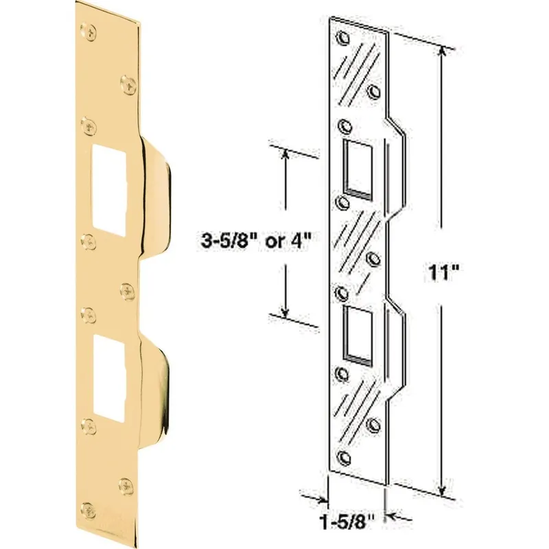 Defender Security U9427 Polished Brass 1-5/8 In. Heavy-Gauge High Security Strike Plate
