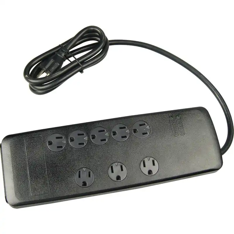 Woods 41618 8-Outlet 3540J Black Resettable Surge Protector Strip with 6 Ft. Cord