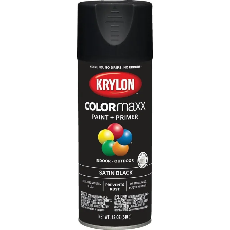 Krylon K05557007 ColorMaxx 12 Oz. Satin Spray Paint Black