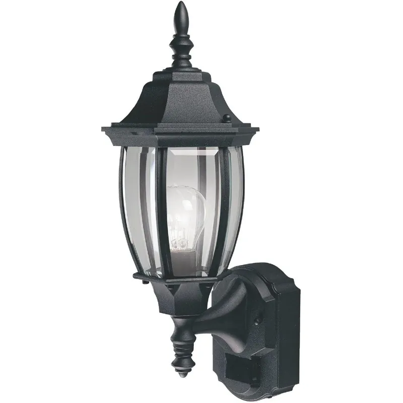 Heath Zenith HZ-4192-BKA Black Incandescent Dusk-To-Dawn / Motion Activated Outdoor Wall Light Fixture