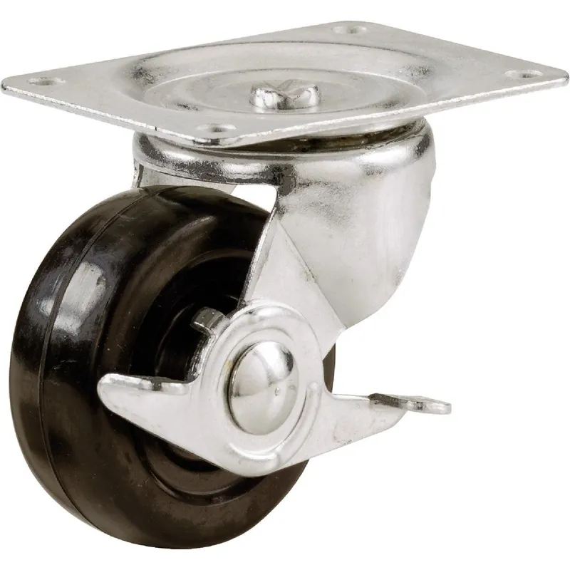 Shepherd Hardware 9510 2-1/2 In. General-Duty Soft Rubber Swivel Plate Caster with Brake