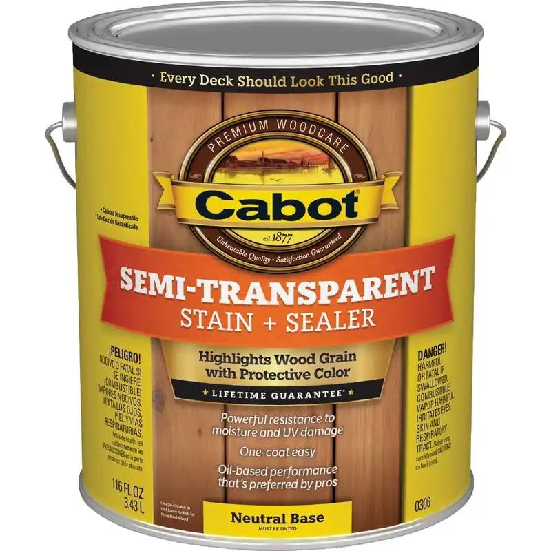 Cabot 140.0000306.007 Semi-Transparent Deck & Siding Exterior Stain & Sealer Neutral Base 1 Gal.
