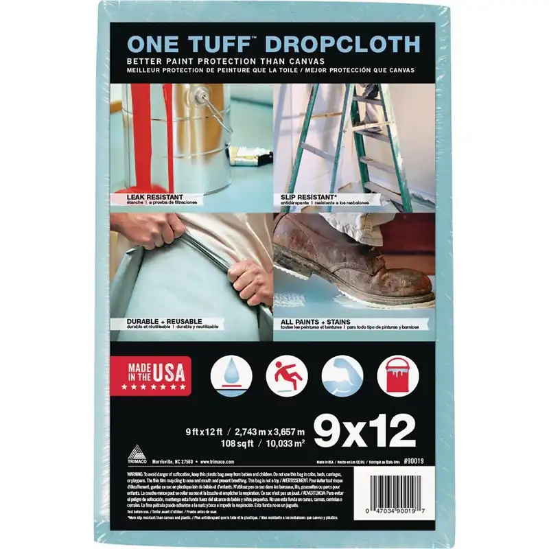 Trimaco 90019 One Tuff Cloth Heavy-Duty Drop Cloth 9 Ft. x 12 Ft.