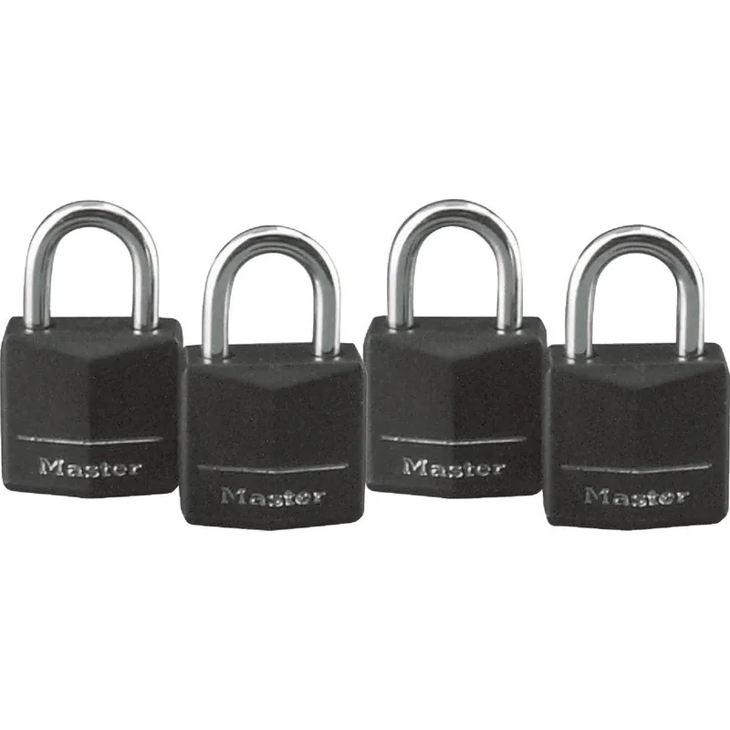 Master Lock 121Q 3/4 In. W. Black Covered Keyed Alike Padlock (4-Pack)
