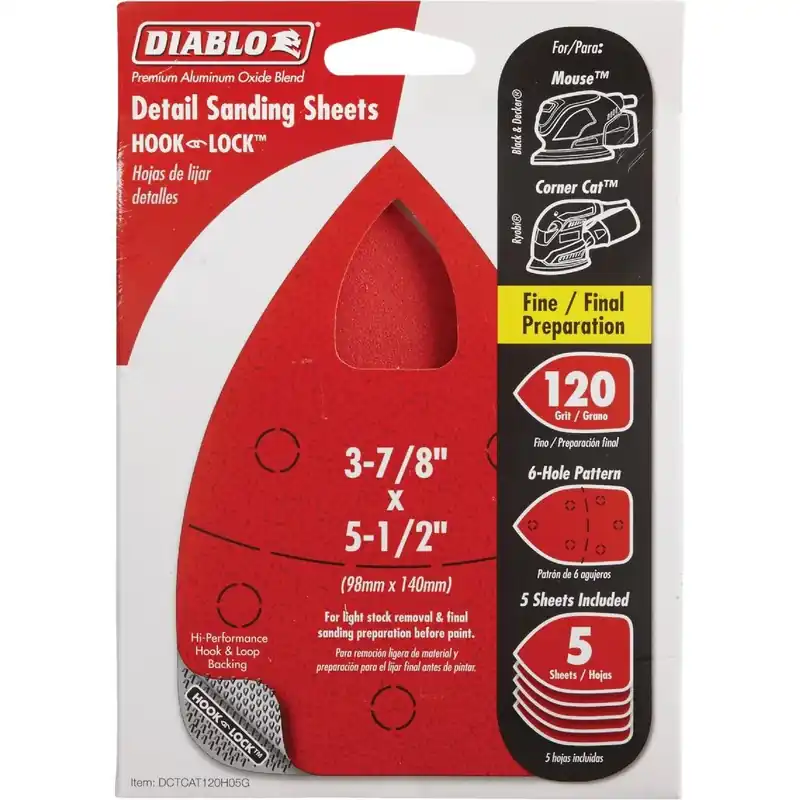 Diablo DCTCAT120H05G Mouse Sandpaper 120 Grit (5-Pack)