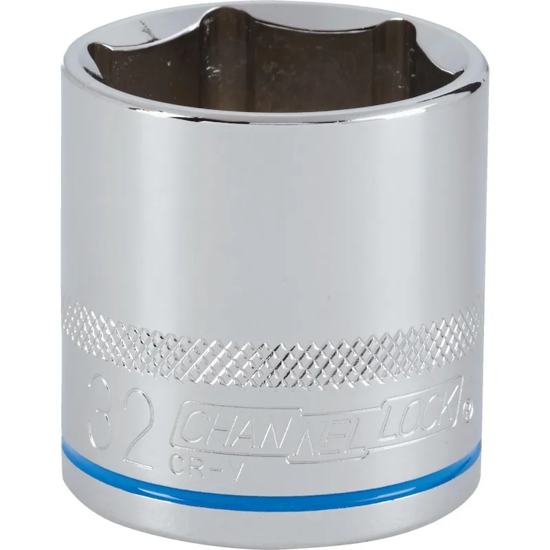 Channellock 302838 1/2 In. Drive 32 mm 6-Point Shallow Metric Socket