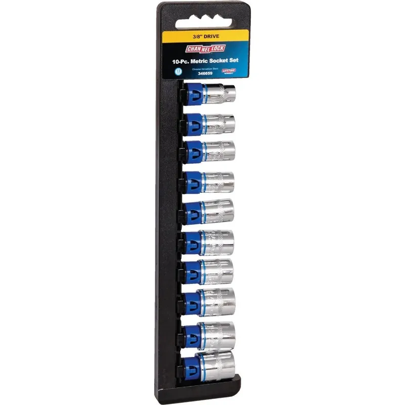 Channellock 346659 Metric 3/8 In. Drive 12-Point Shallow Socket Set (10-Piece) Replacement MPN
