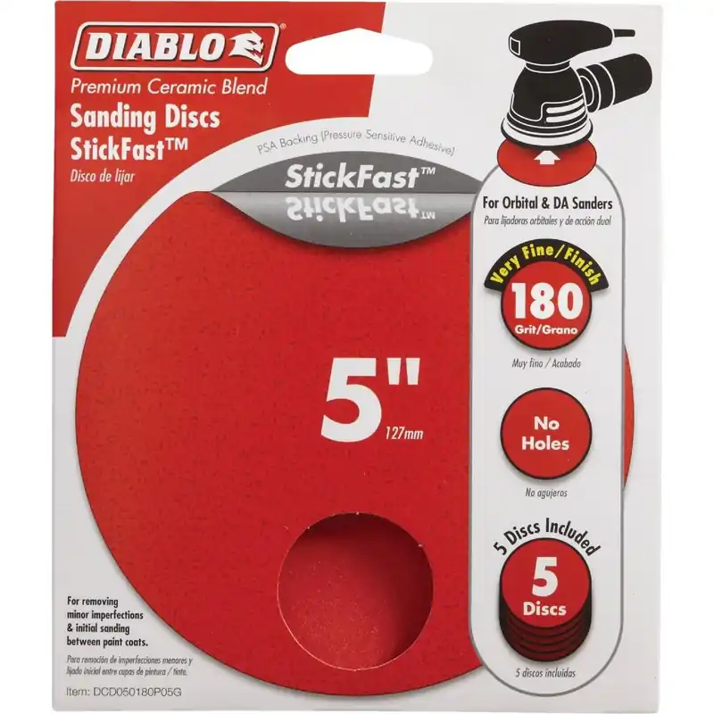Diablo DCD050180P05G StickFast 5 In. 180 Grit Sanding Disc (5-Pack)