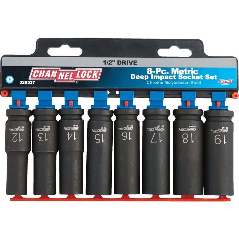 Channellock 328537 Metric 1/2 In. Drive 6-Point Deep Impact Driver Set (8-Piece)