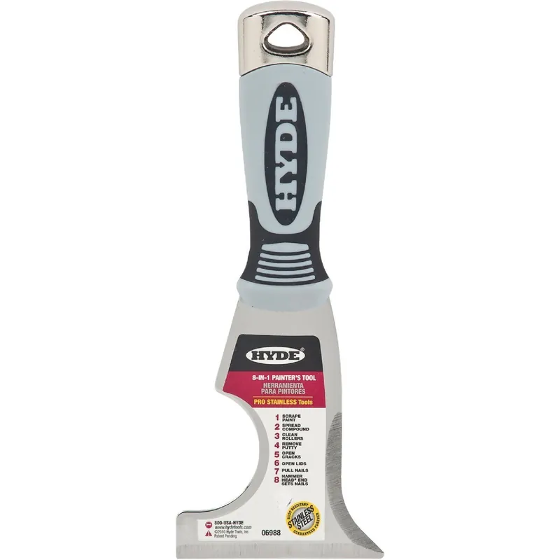 Hyde 06988 Pro Stainless 8-In-1 Multi-Purpose Painter's Tool