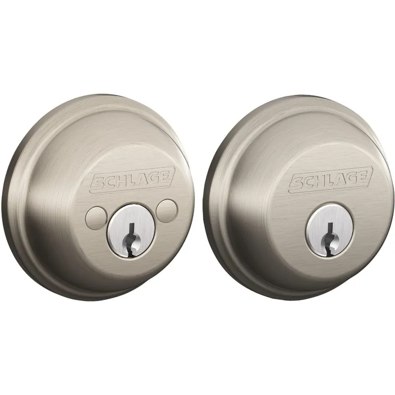Schlage B62NG619 Satin Nickel Double Cylinder Deadbolt