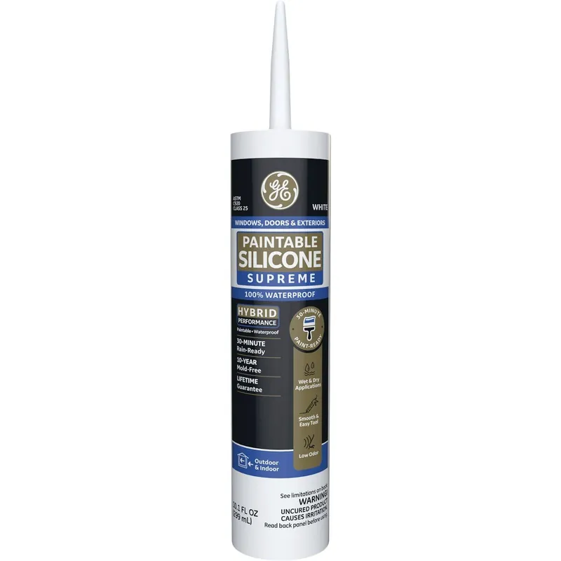 GE 2861246 Paintable Silicone Supreme Window & Door Sealant White 10.1 Oz.