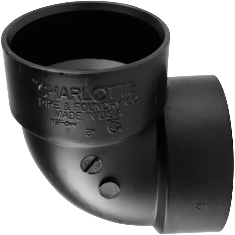 Charlotte Pipe ABS003310800HA Hub x Hub 90 Deg. Vent ABS Elbow (1/4 Turn)